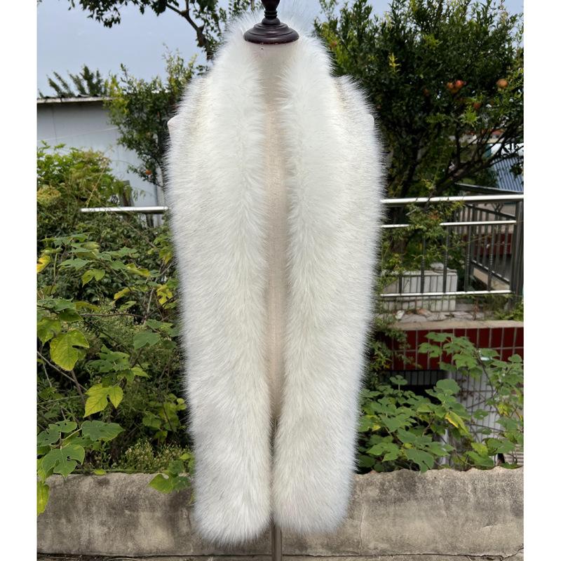 Модный и универсальный шарф из искусственного меха лисы Длинный шарф из искусственного меха енота Теплый меховой шарф Зимний женский шарф