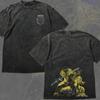 Vintage Washed Law Graphic Tee, Oversized Anime Streetwear Shirt