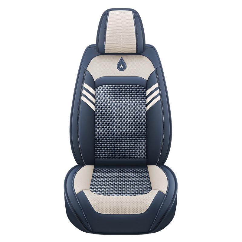 High-End Nappa Leather Ice Silk Car Seat Cushion - Universal Fit, Luxurious Summer Comfort.