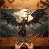 Dark Fallen Angel TCG Playmat 35X60CM Horned Armor Demon Magic Card Battle Mat Non-Slip Durable Stitched Edge Tabletop Playmat