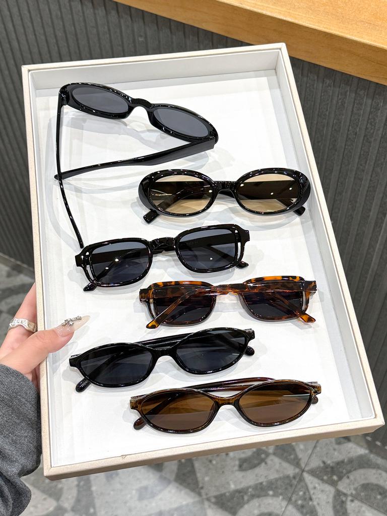 6Pcs Retro Fashionable Small Oval Frame Sunglasses for Both Men and Women, Stylish and Versatile for Summer Sun Protection