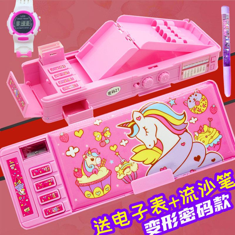 Multi-Functional Transforming Stationery Box for Girls - Large Capacity Pencil Case for Primary Students