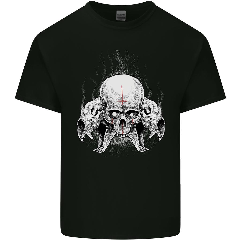 Satanic Skulls Gothic Biker Heavy Metal Unisexs Light Cotton TShirt