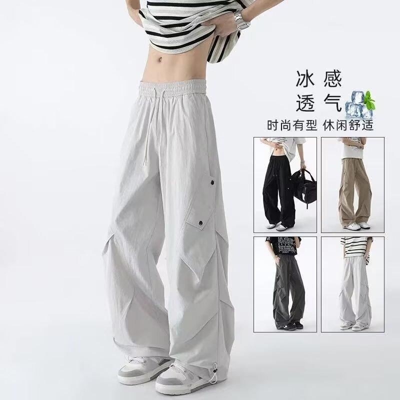 Wide Leg Straight Loose Versatile Trend Handsome American Charge Tooling Casual Pants Men's and Women's Summer Thin