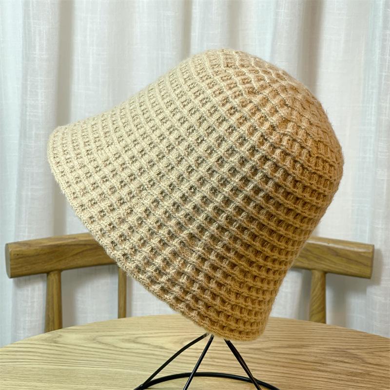Knitted Bucket Hat Women's Autumn and Winter Solid Color Wool Hat Warm Bucket Hat Fashion