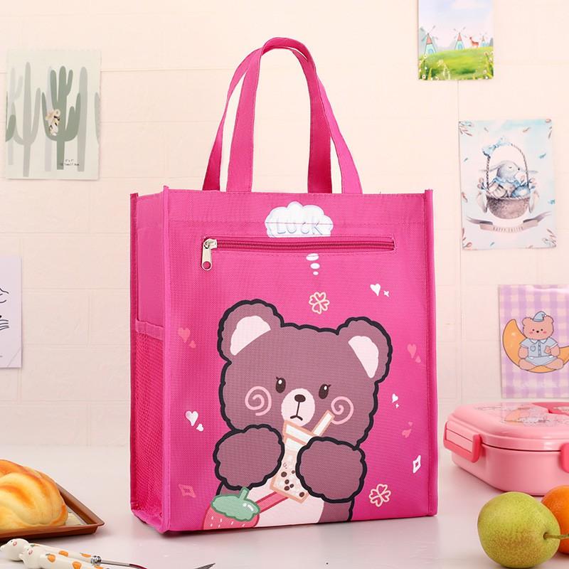 Large Insulated Lunch Bag Kids Waterproof School Meal Carrier Reusable Bento Tote Boys Girls Cartoon Style