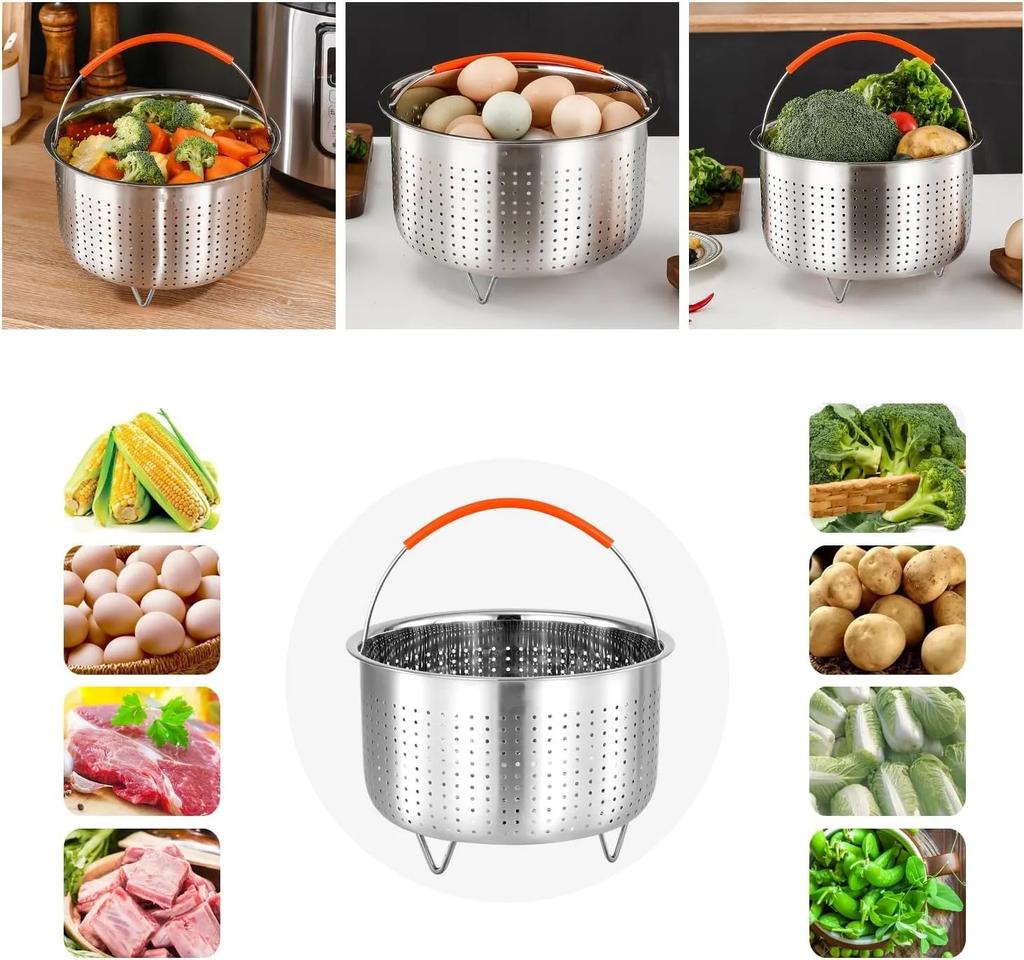 Steamer Cookware-Steamer Basket for Instant Pot, Vegetable Steamer Basket Stainless Steel Steamer Basket Insert for Pots (3-8qt)