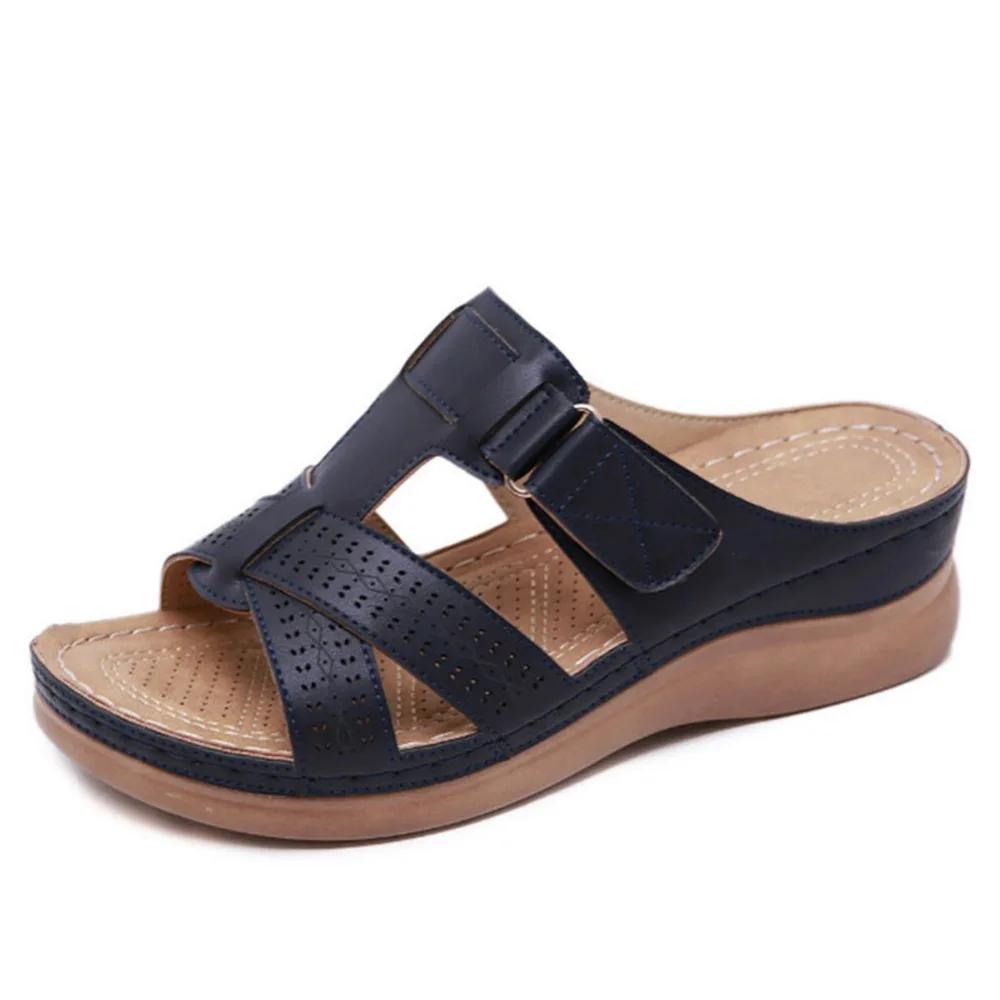 Fashion Summer Women Shoes Sandals Open Toe Sandals Anti-slip PU Leather Casual Female Platform Shoes Plus Size Women Slippers