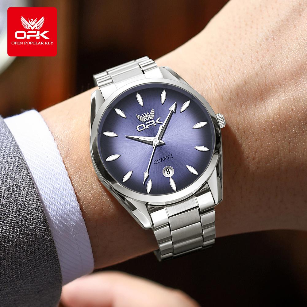 OPK 6038 Moda Trend Minimalist Erkek Saatleri Tarihli Su Geçirmez Işıklı Kuvars Saat Erkek İçin Trend Orijinal Gerçek Kol Saati
