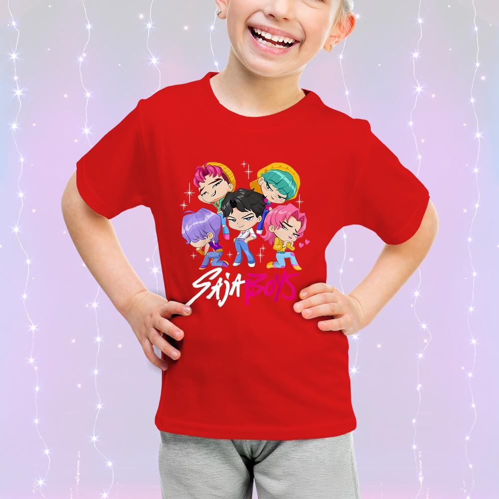 Søt tegneserie Barneklær Bomull KPop Devil Hunter Mote Casual Topp Kortermet Jente Gutt Fan Gave T-skjorte