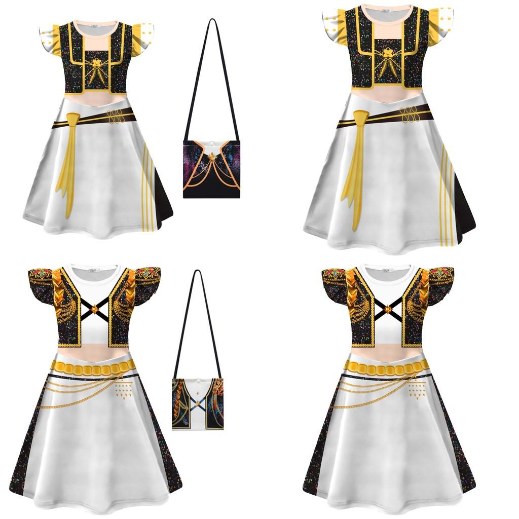 Kpop Demon Hunters Cosplay Girl Dress With Milk Silk Fabric For Summer Kids Dress Up