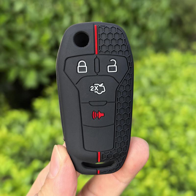 Silicone Car Key Case 4 Buttons for Ford Fusion F150 F-150 2015 2016 2017 Folding Keychain Remote Control Accessories Cover