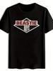 Black Polyester Men's Vintage Rock Band Graphic T-Shirt - Beastie Retro Design |