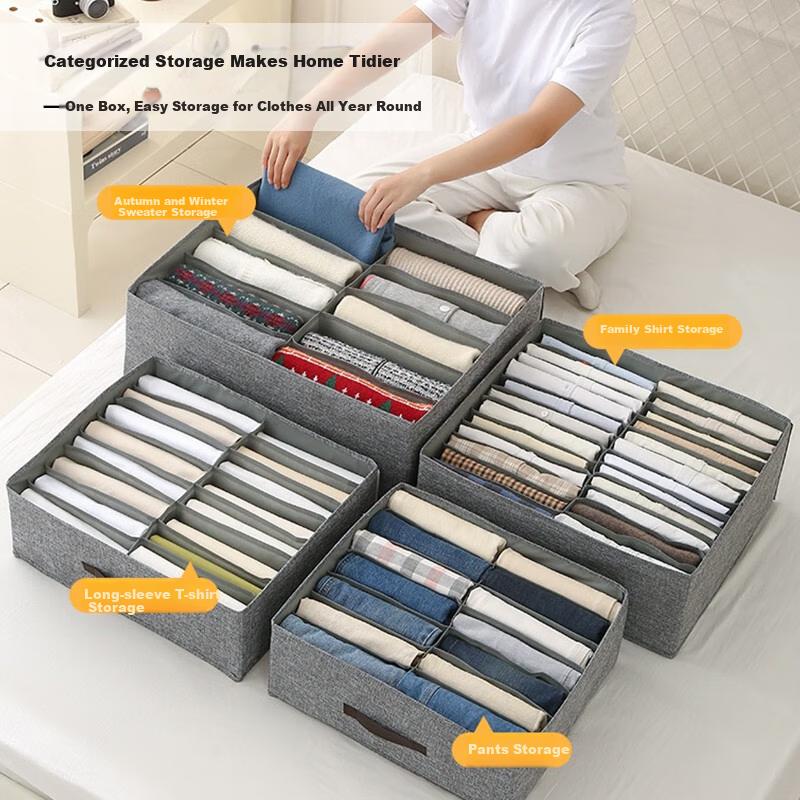 40,000 Kilometers Foldable Double-Row Divider Clothes Storage Box Underwear Drawer Dustproof Pants Organizer Box for Home