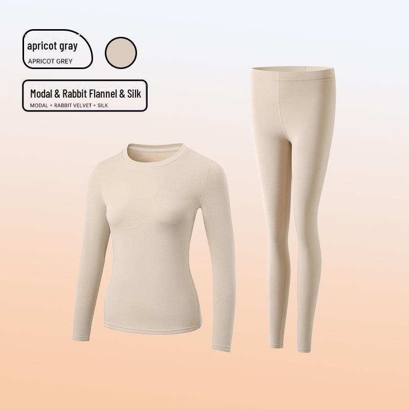 Derong Lanjing Modal Thermal Underwear - Rabbit Down Silk for Men & Women, Autumn/Winter Women s M
