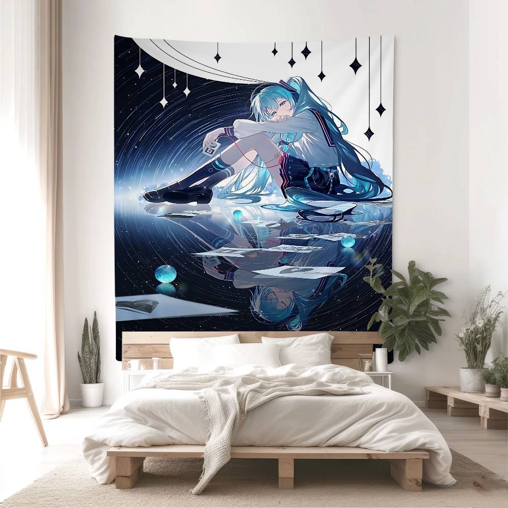 Cute Cartoon HHatsuneS MMikuS Hanging Bohemian Tapestry Hanging Tarot Hippie Wall Rugs Dorm Japanese Tapestry