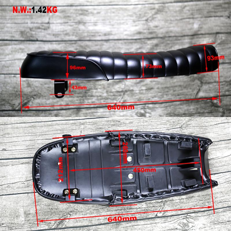 64cm University Retro Motorcycle Waterproof Leather Cafe Racer Vintage Gel Flat Cushion Seat Saddle
