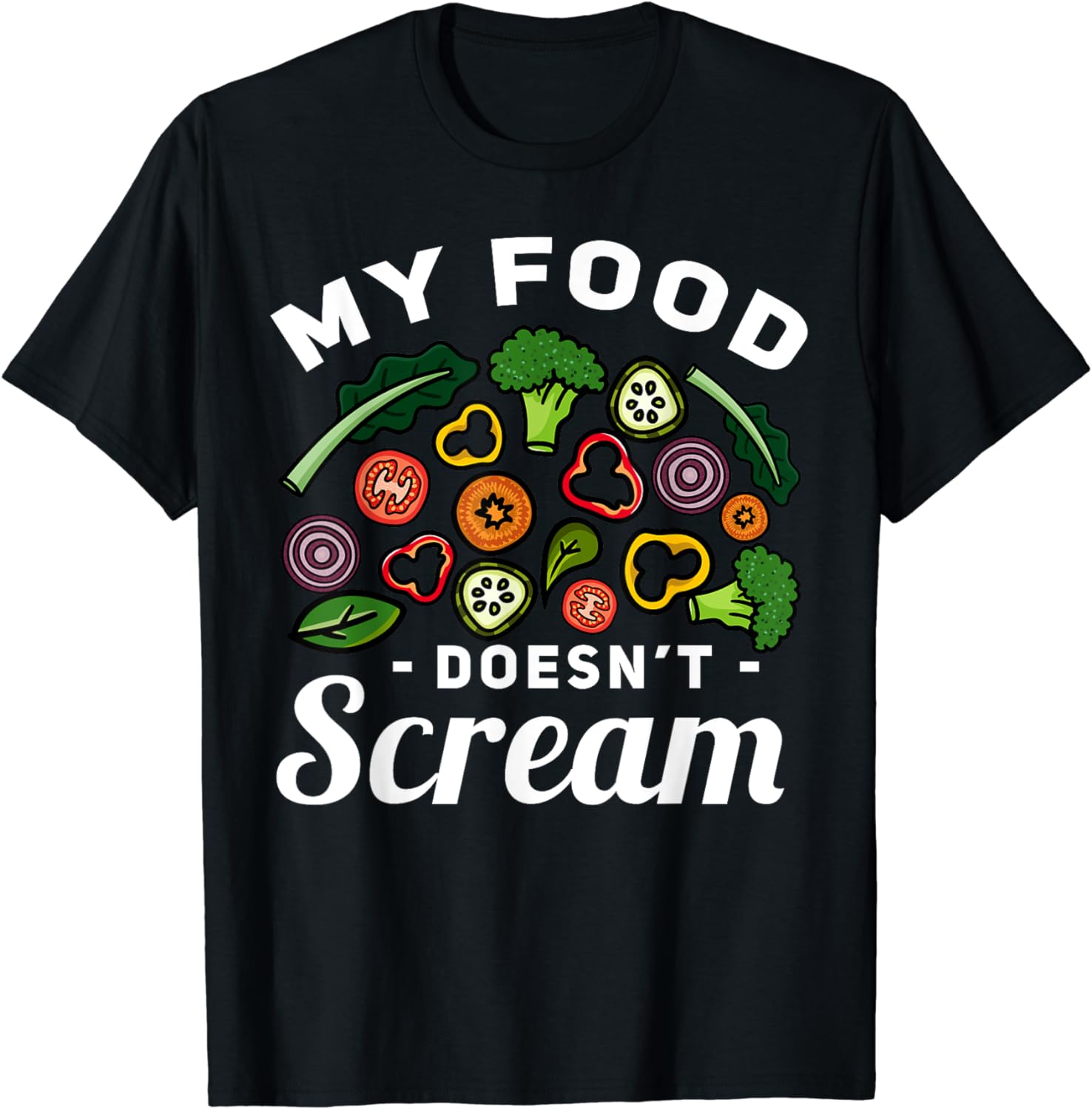 

Lovers Gift My Food Doesn t Scream Anti Animal Cruelty Vegan Vegetarian T-Shirt Unisex Style Shirts for Women Men Clothing 4XL