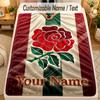 Flannel BlanketEngland Rugby Custom Name Text Personalized Soft Warm Throw Blanket Home Decor Gift