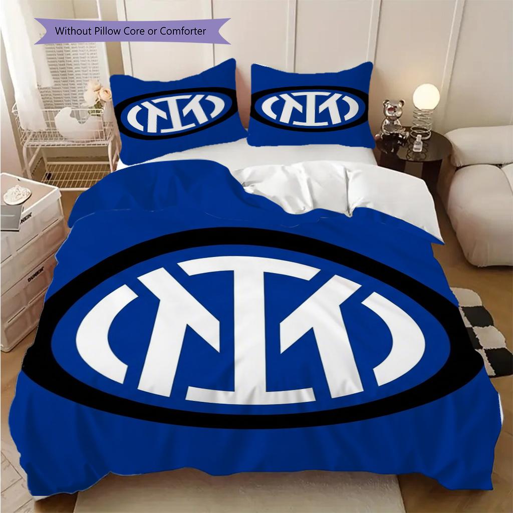 Biancheria da letto con design dello stemma dell'Inter (1 * copripiumino + 2 * federa, senza nucleo) Copripiumino e federa Set biancheria da letto Regalo di Natale compleanno