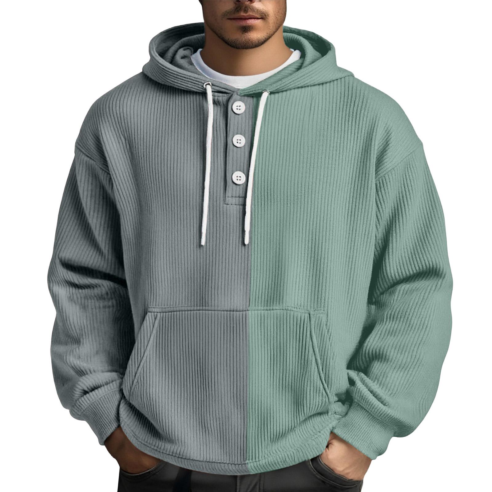 

Men s Leisure Loose Three Clicks Color Clashing Hooded Hood Hoodie M