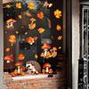 Hedgehog Glass Decals 2PCS Autumn Static Window Clings, Fall Maple Leaf Mushroom Stickers, DIY Ornaments No-Adhesive for Home Store Coffee Shop