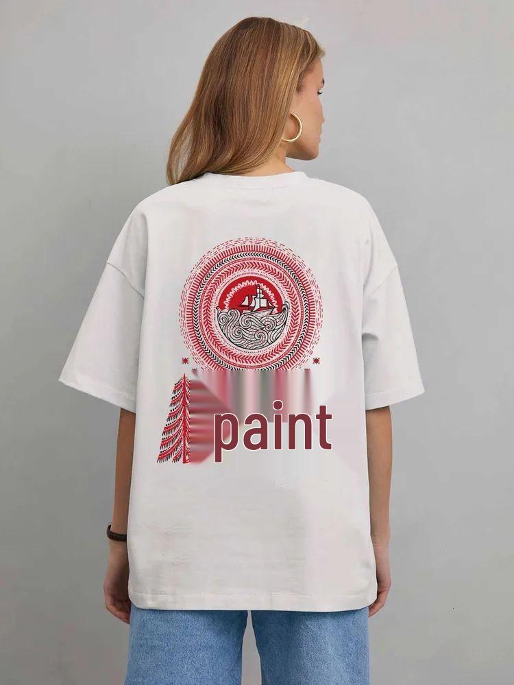 Ретро-принт, 100% хлопок, короткий рукав - Стиль Гонконга, Свободный крой, Ранняя осень Triple Extra Large белый