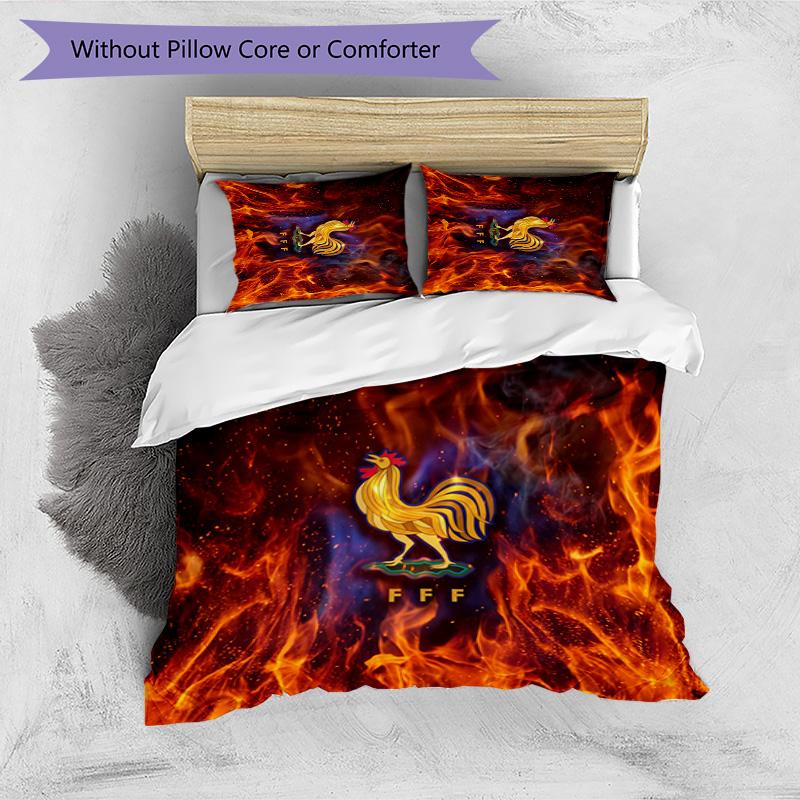 France Football Printed Bedding 3 Piece Set Cozy Breathable Bed Cover Set as Housewarming Holiday Gift