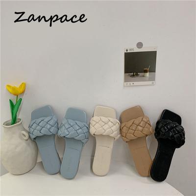 ZANPACE Women Slippers 2024 New Summer Weave Outdoor Beach Flat Casual Slipper Non-slip Sandal Female Open Toe Flip Flops