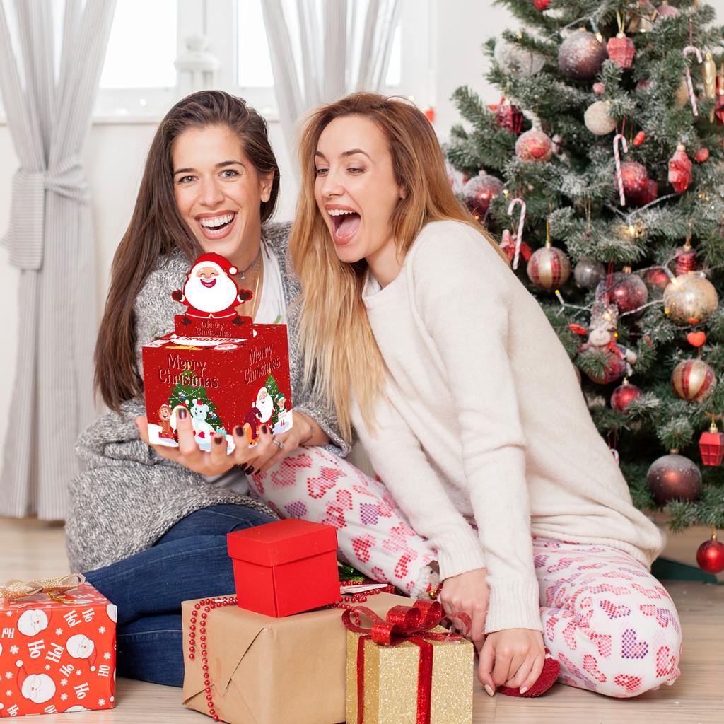 Christmas Main Red Picture Santa Claus Reindeer Pattern Paper Box Decor Props