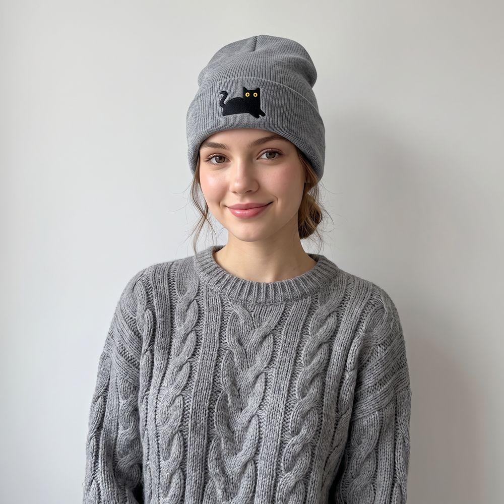 Embroidery Knit Beanies Warm Winter Caps Retro Knit Cap Travel