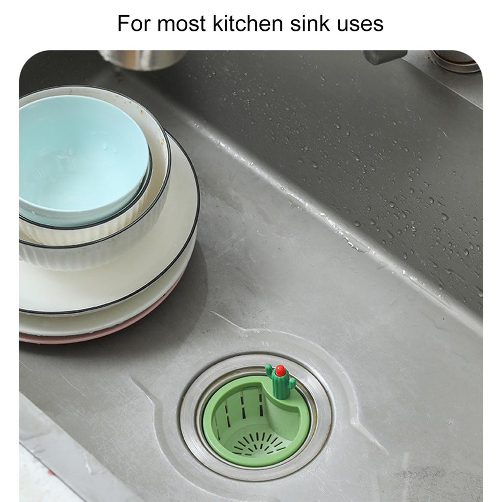 Multifunctional Green Cactus Sink Filter Net Press & Lift Cactus Kitchen Sink Basket Upgrades for Kitchen & Bathroom