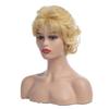 Women Light Golden Wig with Bangs Natural Blonde Hair Short Curly Fluffy Wigs Daily Party Cosplay Heat Resistant Fibre