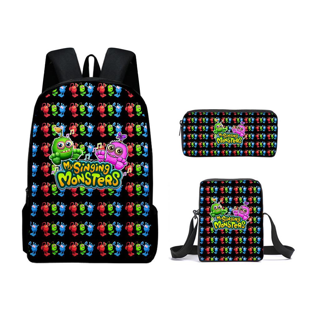 Monster Music Schoolbag Trendy Backpack European and American Retro Schoolbag Third Grade~ Fourth Grade Bag