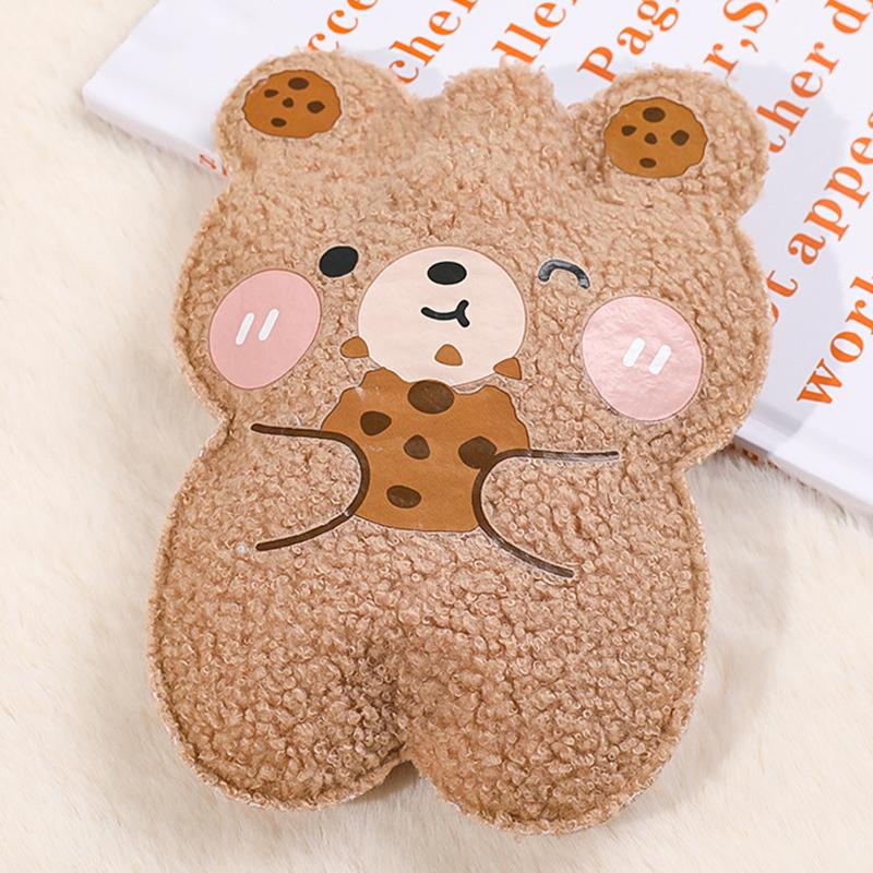 Mini Water Warmer Cartoon Plush Bear Hot Water Bottle Water Filling Bear Flannel Portable Student Hand Warmer Cute