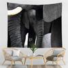 Black and White Elephant Print Pattern Tapestry Bohemian Style Wall Hanging Mandala Polyester Living Room Decoration Tapestry