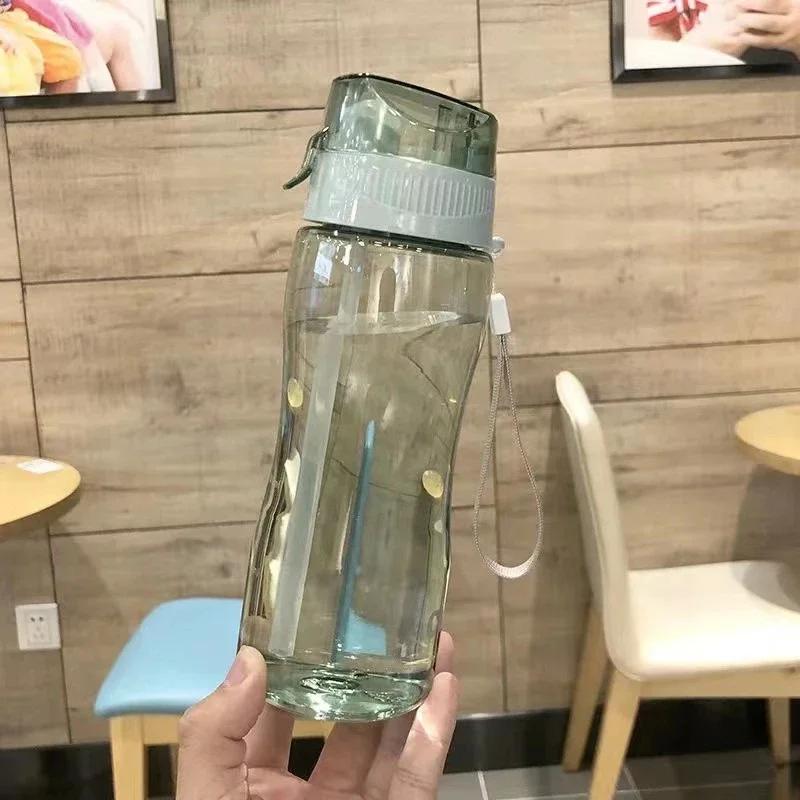 Sticlă de apă portabilă de 580ML, pahare de apă sport cu pai, cu paie, pentru cupluri, agitator în aer liber, rezistent la căderi, sticlă de apă etanșă