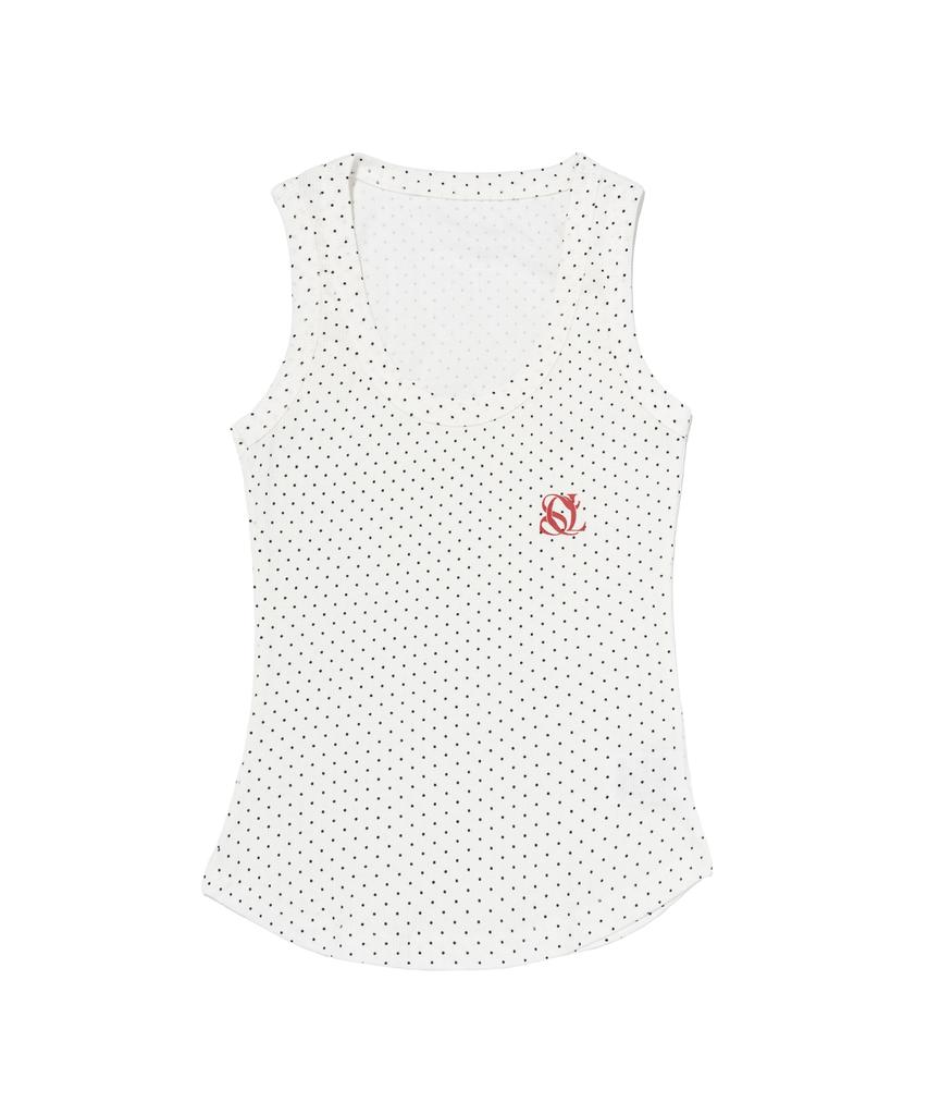 SEOUL APPAREL Dot Round Sleeveless (White)