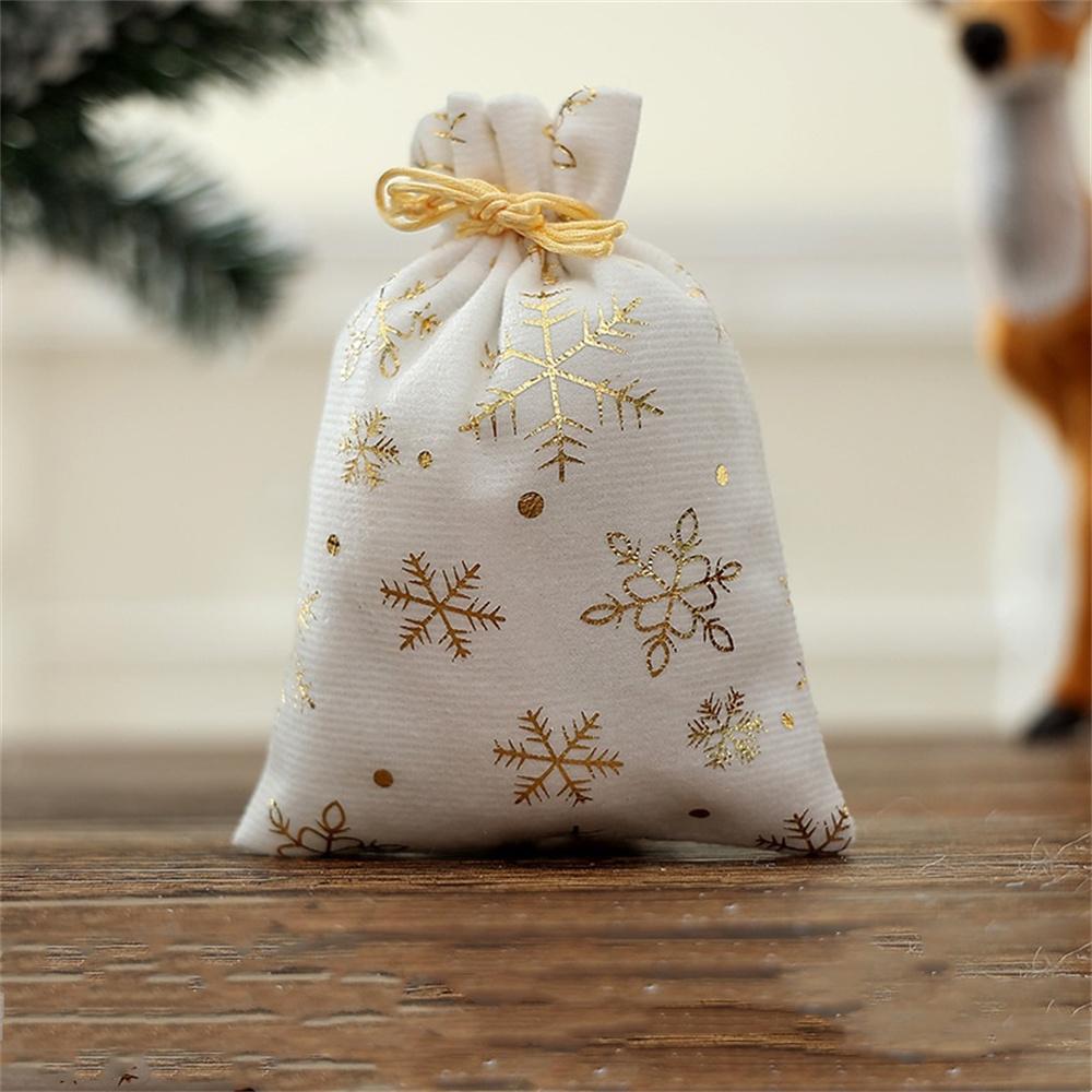Christmas Cotton Linen Gift Bags Xmas Tree Printed Drawstring Pocket Christmas Party Gift Packaging Jewelry Storage Bags
