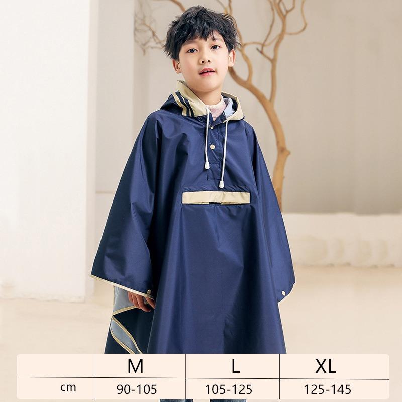 Children s Raincoat Cloak Style School Bags Advanced Korean Version Primary Children s Poncho Riding Electric Car Raincoat M