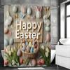 Happy Easter Bunny Eggs Floral Shower Curtain, Bathroom Decorative Shower Curtain, Waterproof Shower Curtain with Hooks