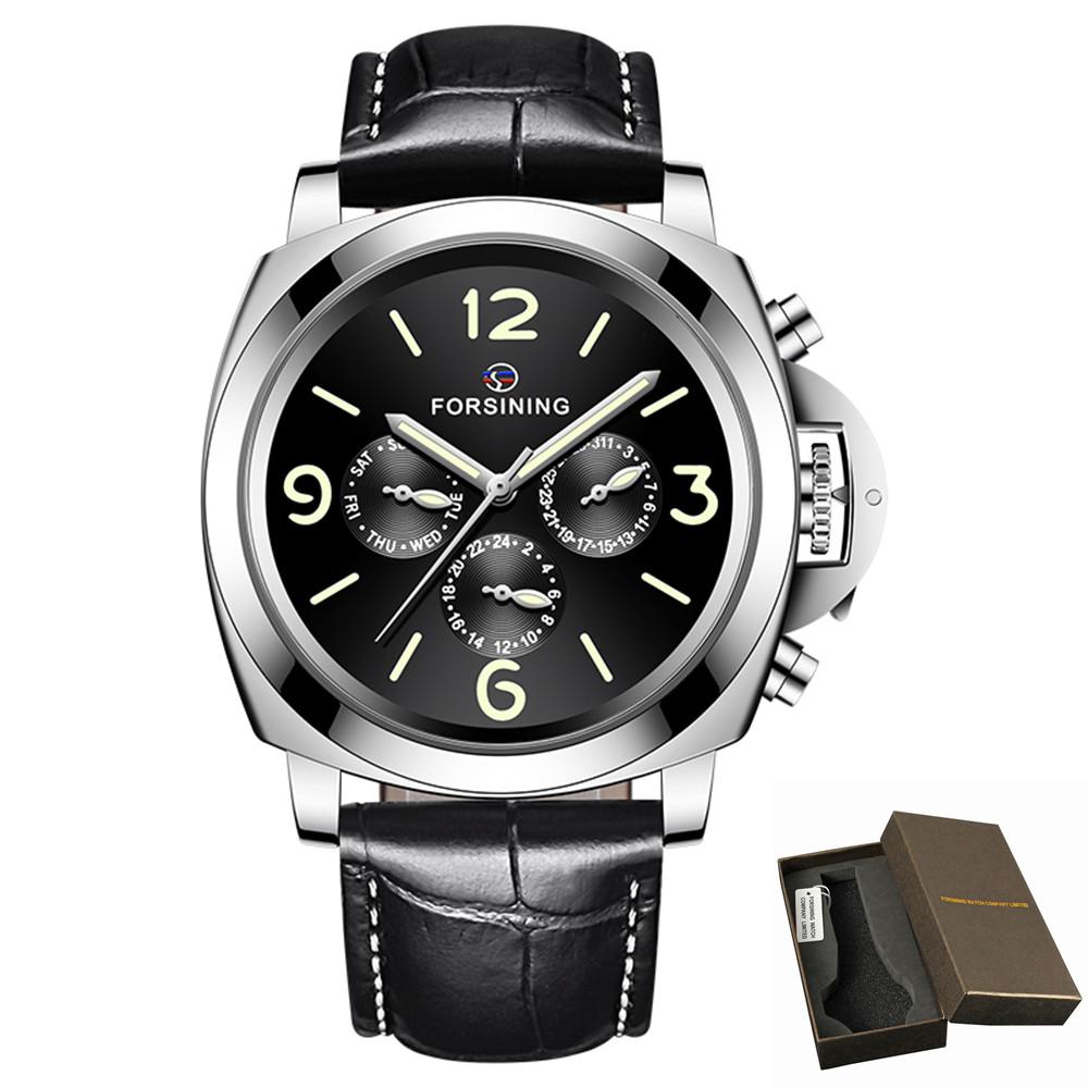 Fashion Forsining Top Brand Man Automatic Mechanical Men Luxury Classic Black Genuine Leather Band Watches Relogio Masculino