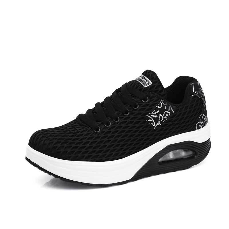 8 Spring new breathable big net rocking shoes women's fashion sports casual shoes mesh platform women's shoes