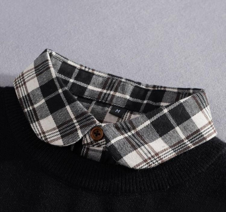 Vintage Plaid Fake Collar Women Detachable collars New Fashion Cotton False Collar Shirt Tie Female Removable Dickie Shirt Women