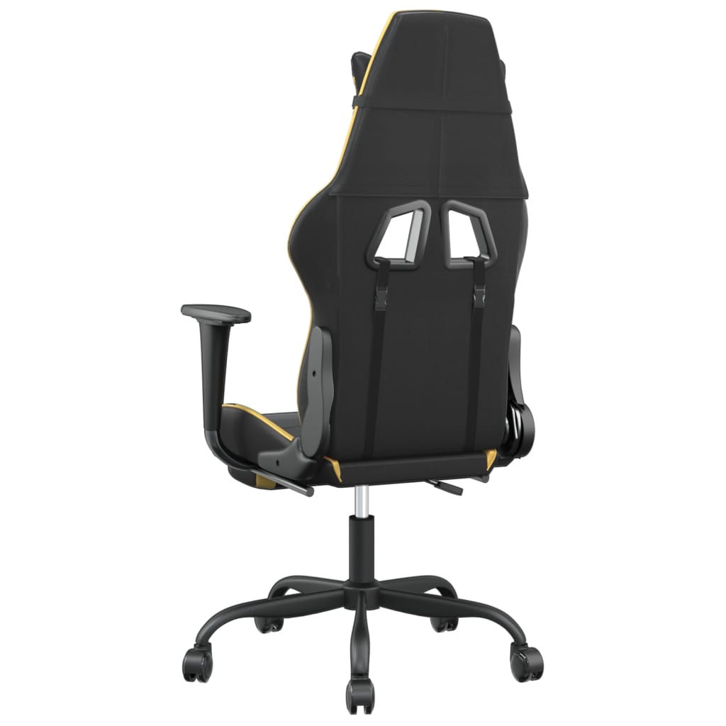 Vidaxl Gaming Armchair with Footrest, Black and Gold, Faux Leather
