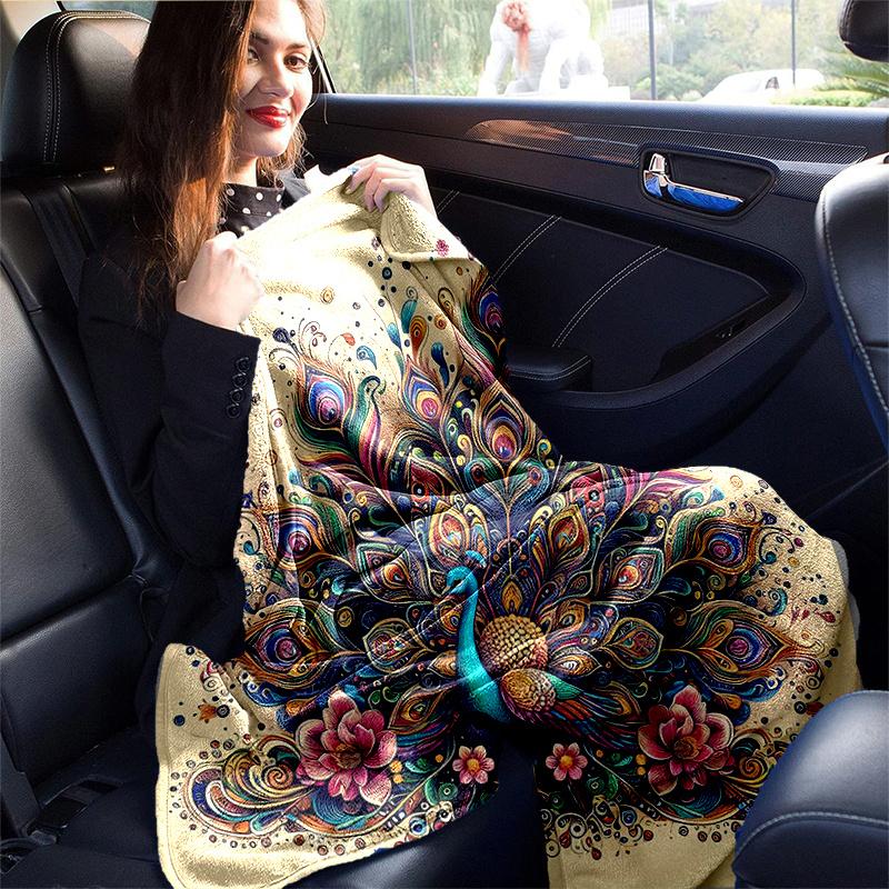1pc Nature's Beauty Peacock Blanket, Soft Warm Throw Blankets, Living Room .K066