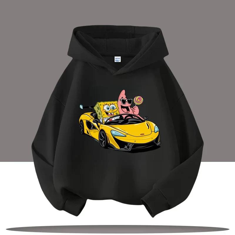 Podzim Zima Spongebob v kalhotách Tištěné Mikiny Ležérní Teplé Sportovní Dlouhý Rukáv Dětské Chlapecké a Dívčí Dětské Unisex Mikiny s Kapucí