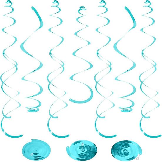 24 PCS Green Hanging Swirl, Sparkle Ceiling Hanging Decorations, Plastic Streamer Party Decorations with Double-Swirls and Single-Swirls for Birthday