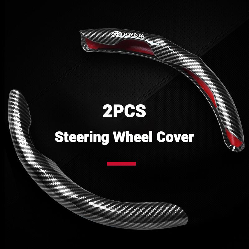New Carbon Fiber Car Steering Wheel Cover Motorsports Style For Toyota Hilux Yaris Ractis Corolla Camry CHR Auris Tacoma Cruiser QY8