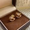 Real Gold Electroplated Silver Needle Zircon Pony Stud Earrings New Chinese Daily Versatile Earrings Natal Year Light Luxury Niche Earrings